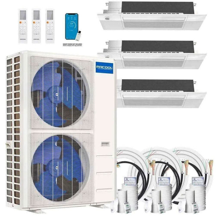 MRCOOL DIY 4th Gen 3-Zone 48,000 BTU 21 SEER (12K + 18K + 18K) Ductless Mini Split AC and Heat Pump with Ceiling Cassettes - 230V - 