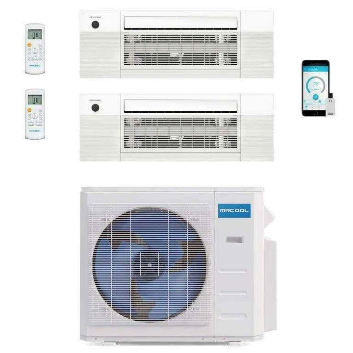 MRCOOL DIY outdoor heat pump condenser for a two-zone ceiling-cassette system