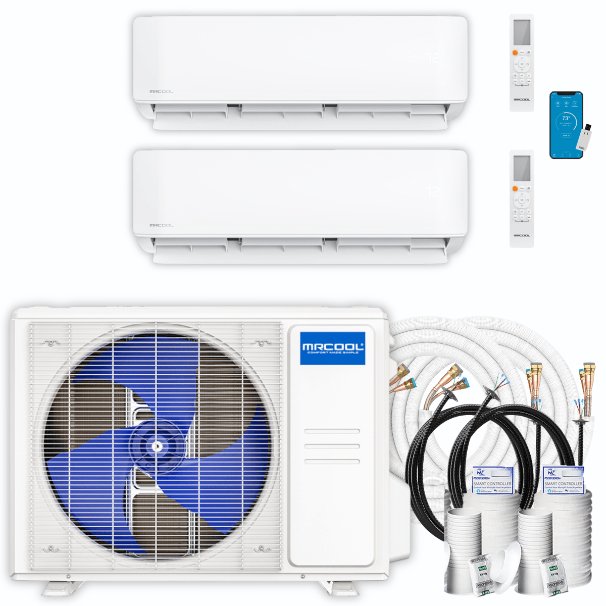 MRCOOL DIY Mini Split - 36,000 BTU 2 Zone Ductless Air Conditioner and Heat Pump with 35 ft. Install Kit, DIYM236HPW03C13 - 