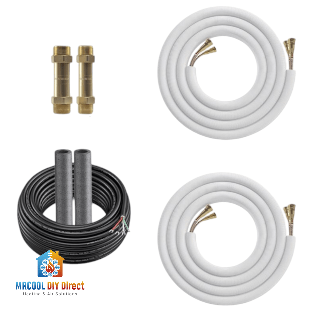 MRCOOL DIY Pre-Charged Line Set Extension Bundle – (2) x 25' Line Sets, (1) Couplers, and 75' Control Wire - 