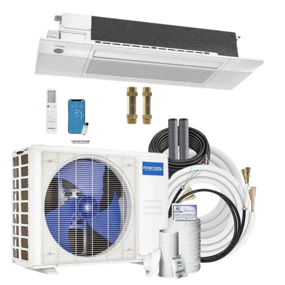 MRCOOL DIY 5th Gen E-Star Series 18K BTU, 1.5 Ton, 21.5 SEER2 Ductless Mini-Split Heat Pump System with Ceiling Cassette Air Handler – R-454B