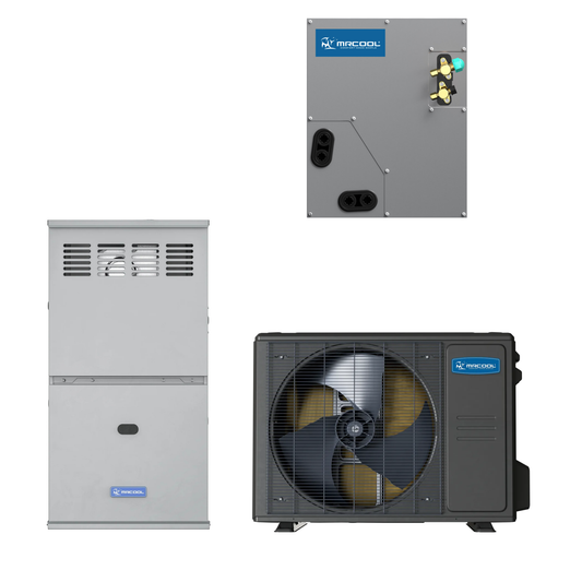 MRCOOL 2 Ton Central Universal Air Conditioner and 80% AFUE, 60K BTU 17.5" Gas Furnace Split System - Upflow, Horizontal, or Downflow