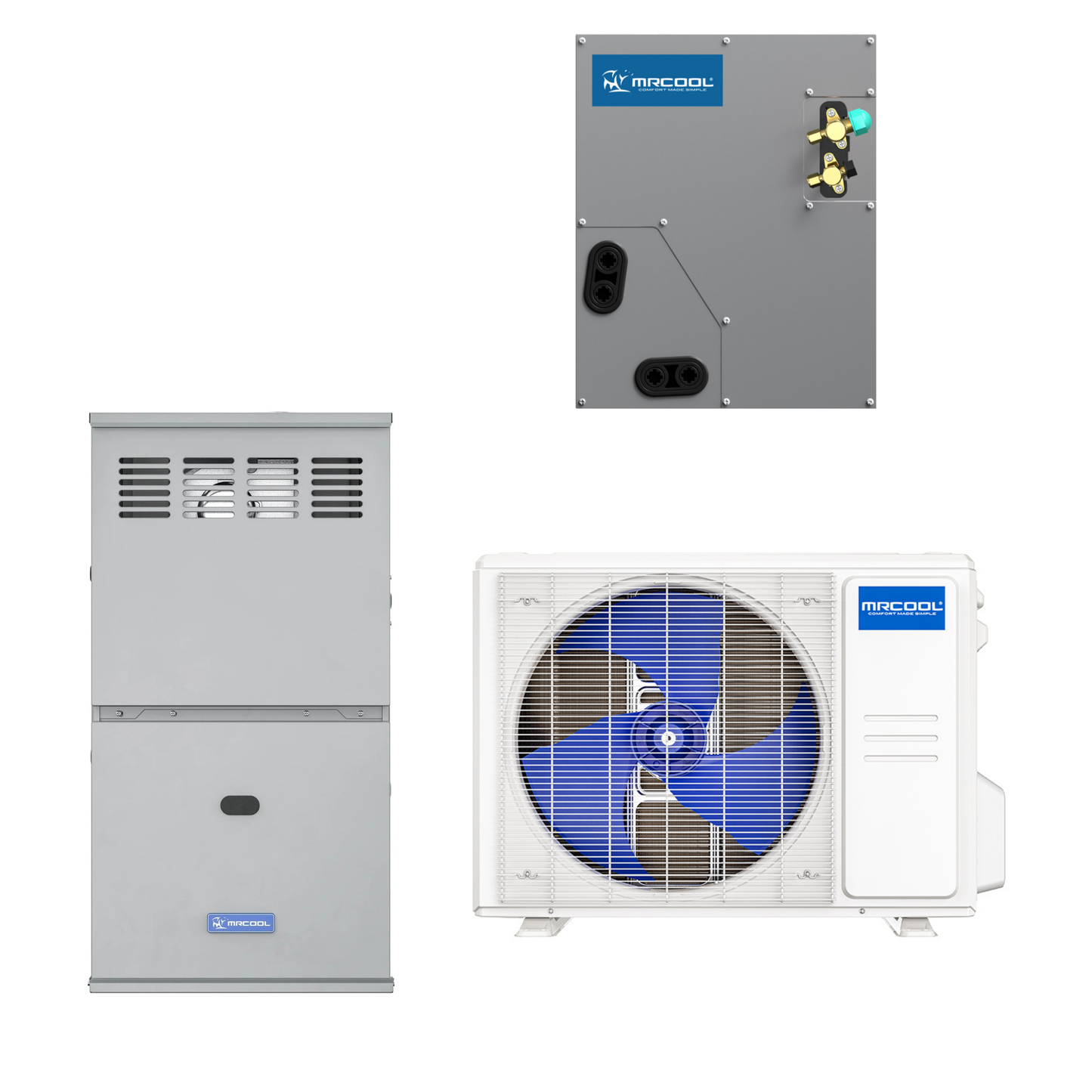 MRCOOL 3 Ton Central VersaPro Air Conditioner and 80% AFUE, 60K BTU 17.5" Gas Furnace Split System - Upflow, Horizontal, or Downflow