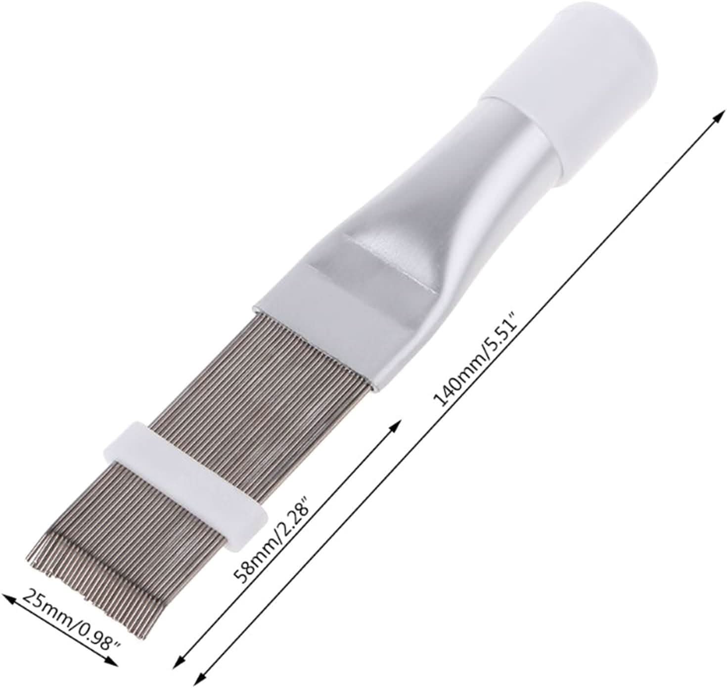 Technician using air conditioner fin comb cleaning rake on HVAC condenser coils — restores bent fins, boosts cooling efficiency, and reduces energy usage.