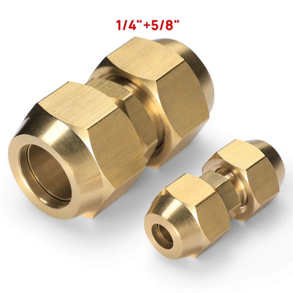 HVAC Flare Coupler Connectors for Traditional Refrigerant Line Sets | 1/4 x 3/8, 1/4 x 1/2, 1/4 x 5/8, 3/4 x 3/8 Brass Line Set Unions for Mini Split & Residential HVAC Systems