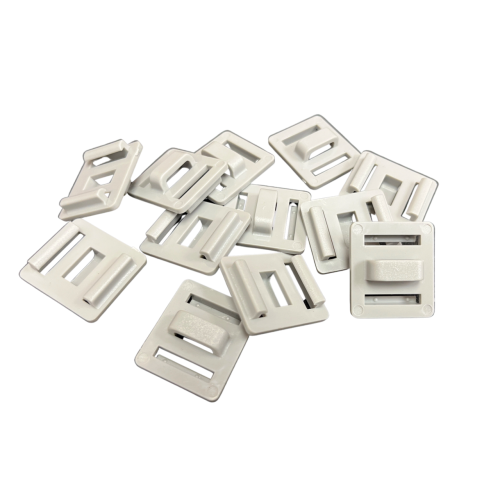 Bag of 25 gray duct clips for HVAC line set covers, interchangeable with 3-inch and 4.5-inch channels.