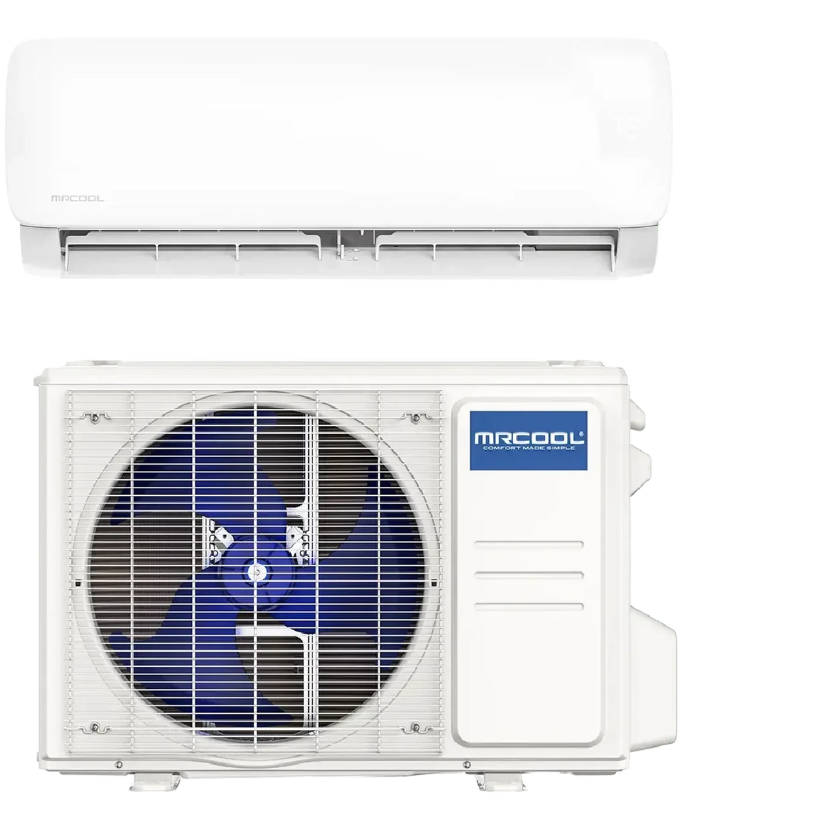 Front view of MRCOOL EZPRO 24k BTU mini split system – large single-zone ductless unit pre-charged with R-454B refrigerant for efficient DIY installs.