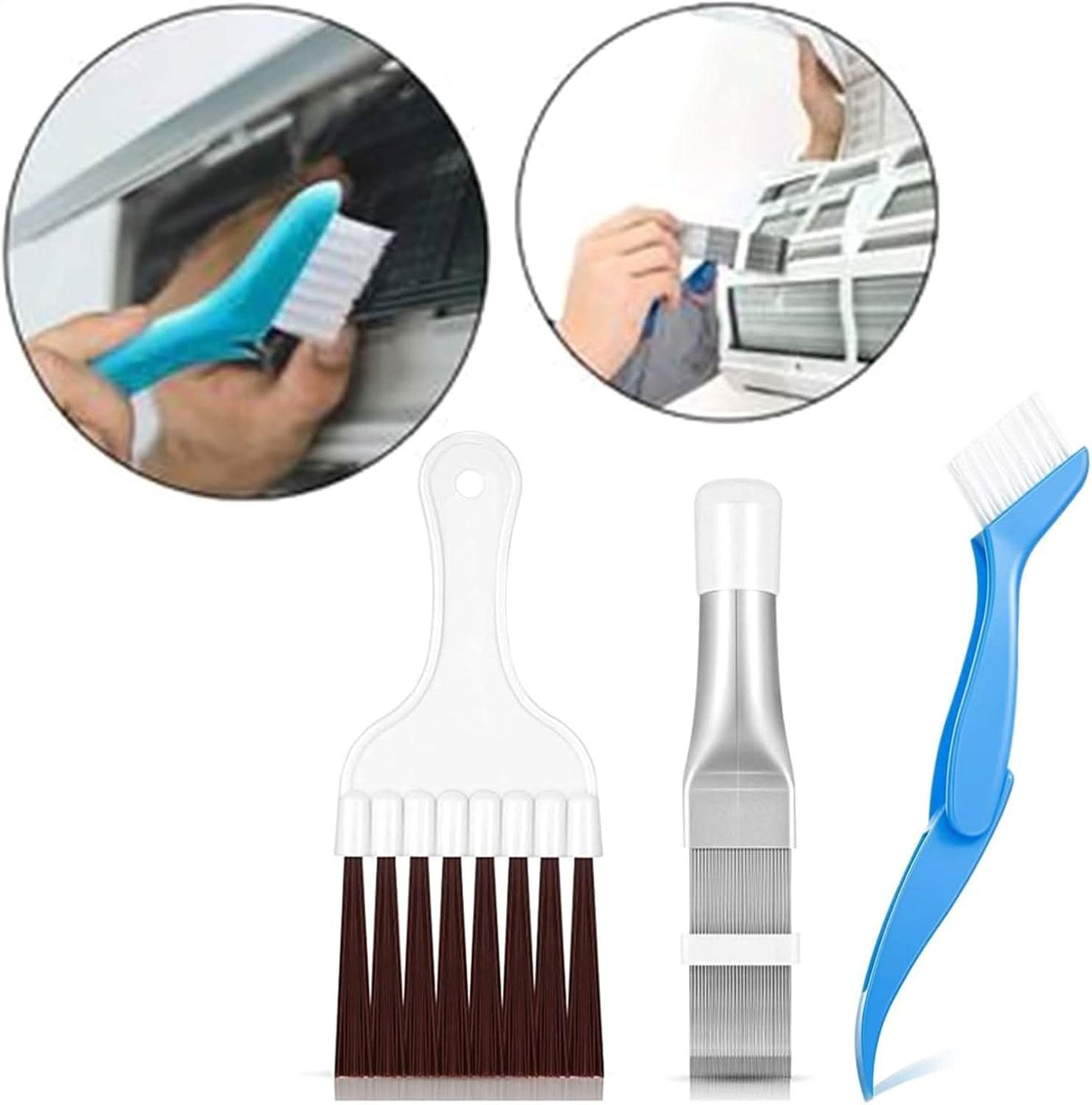 Close-up of HVAC coil fin brush tool for air conditioner and condenser cleaning — durable bristles for efficient dirt removal and improved airflow performance.