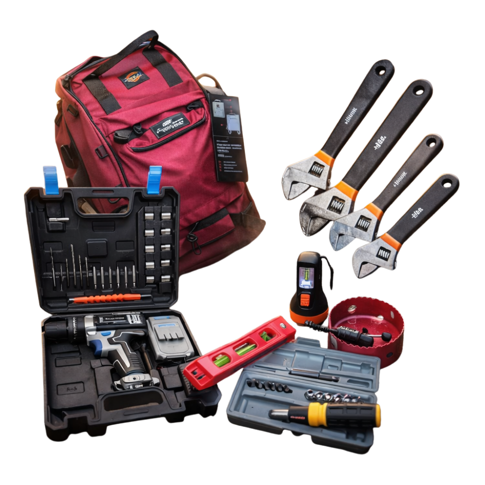 HVAC installation tool kit with drill wrenches tool bag and accessories for mini split and air conditioning system setup