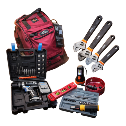 HVAC installation tool kit with drill wrenches tool bag and accessories for mini split and air conditioning system setup