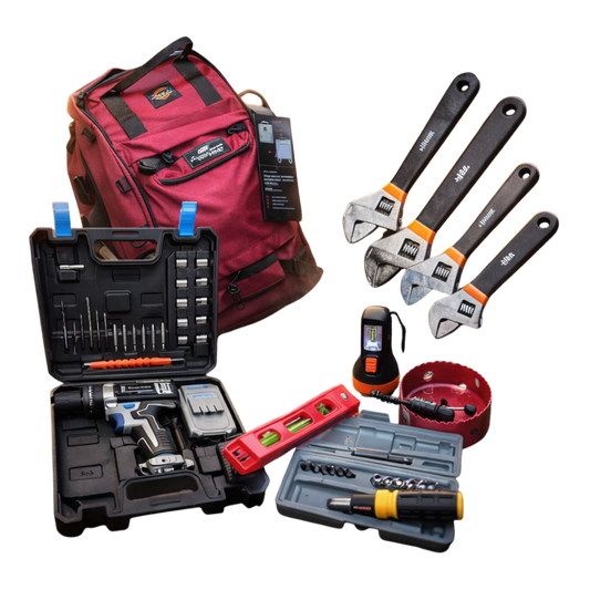 HVAC installation tool kit with drill wrenches tool bag and accessories for mini split and air conditioning system setup