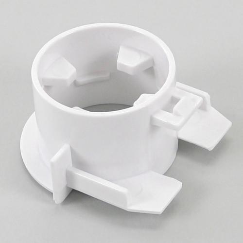 A white, cylindrical plastic component with four rectangular tabs extending from its base. The component appears to be a Bearing Mounting Bracket for MRCOOL Ductless Wall Mounted Air Handler - Part Number 12122000000350 by MRCOOL DIY Direct, and is set against a plain, light gray background.