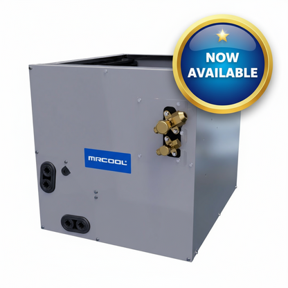 MRCOOL Pre-Charged Cased A-Coil with R-454B refrigerant and CoolGuard corrosion-resistant finish for high-efficiency HVAC systems