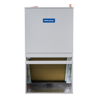 MRCOOL Signature stud-mount indoor air handler with lower cabinet open