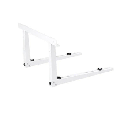 Side view of MRCOOL mini split condenser wall mount bracket showing heavy duty steel construction