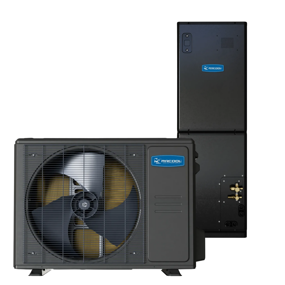 MRCOOL 2.5 ton Universal Series central ducted heat pump system with indoor air handler and outdoor condenser