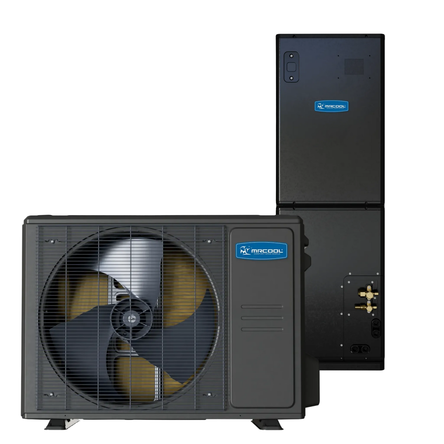 MRCOOL 2.5 ton Universal Series central ducted heat pump system with indoor air handler and outdoor condenser