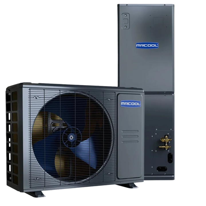 MRCOOL Universal central split-system components with outdoor condenser and vertical indoor air handler