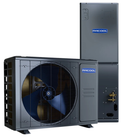 MRCOOL 3 ton Universal Series 36k BTU central ducted heat pump system angled view showing indoor air handler and outdoor condenser