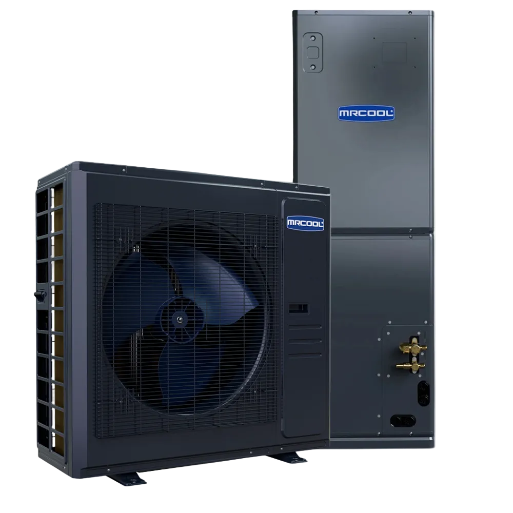 MRCOOL 4 ton Universal Series 48k BTU central ducted heat pump system with indoor air handler and outdoor condenser