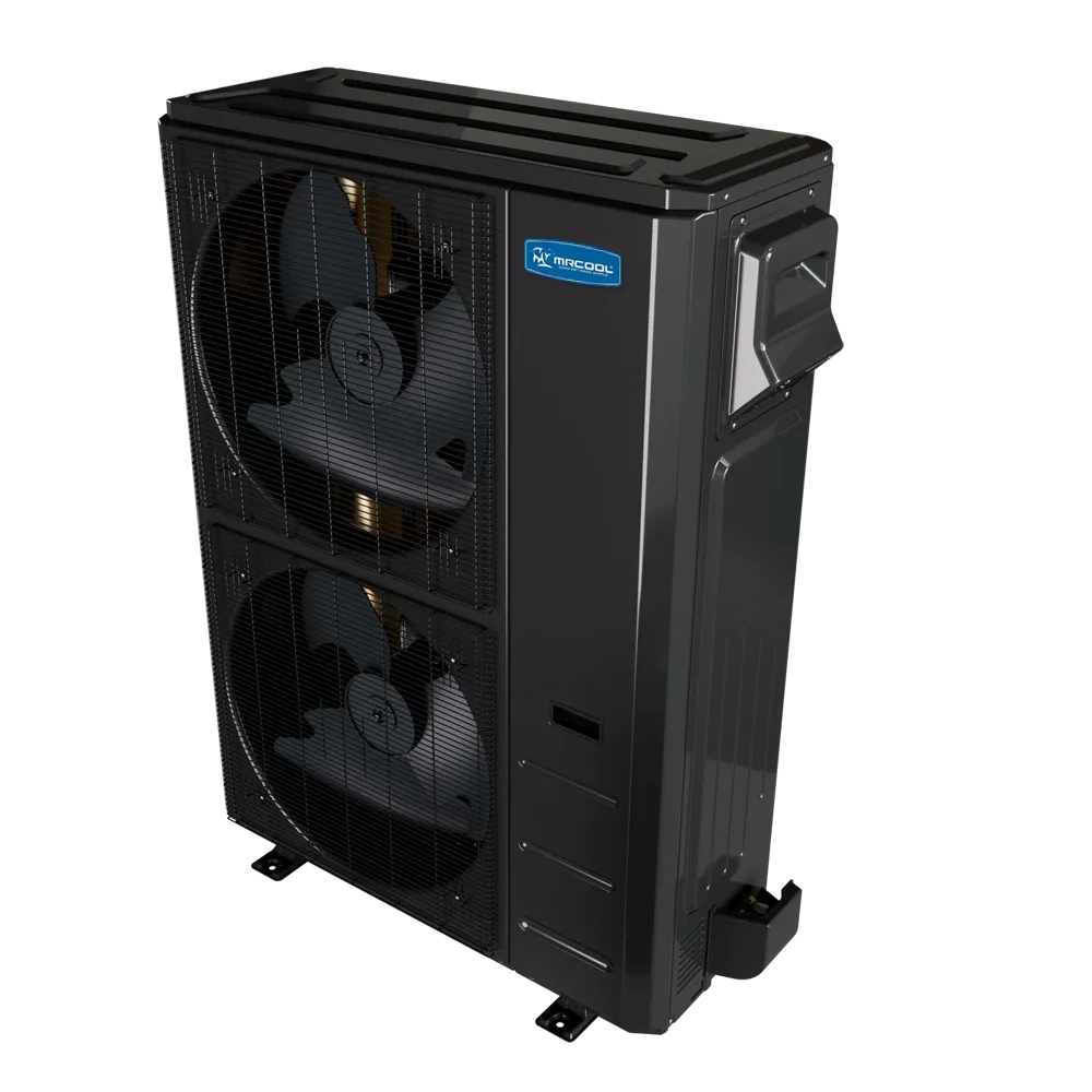 MRCOOL Universal Series 5 ton 60k BTU outdoor heat pump condenser angled perspective view