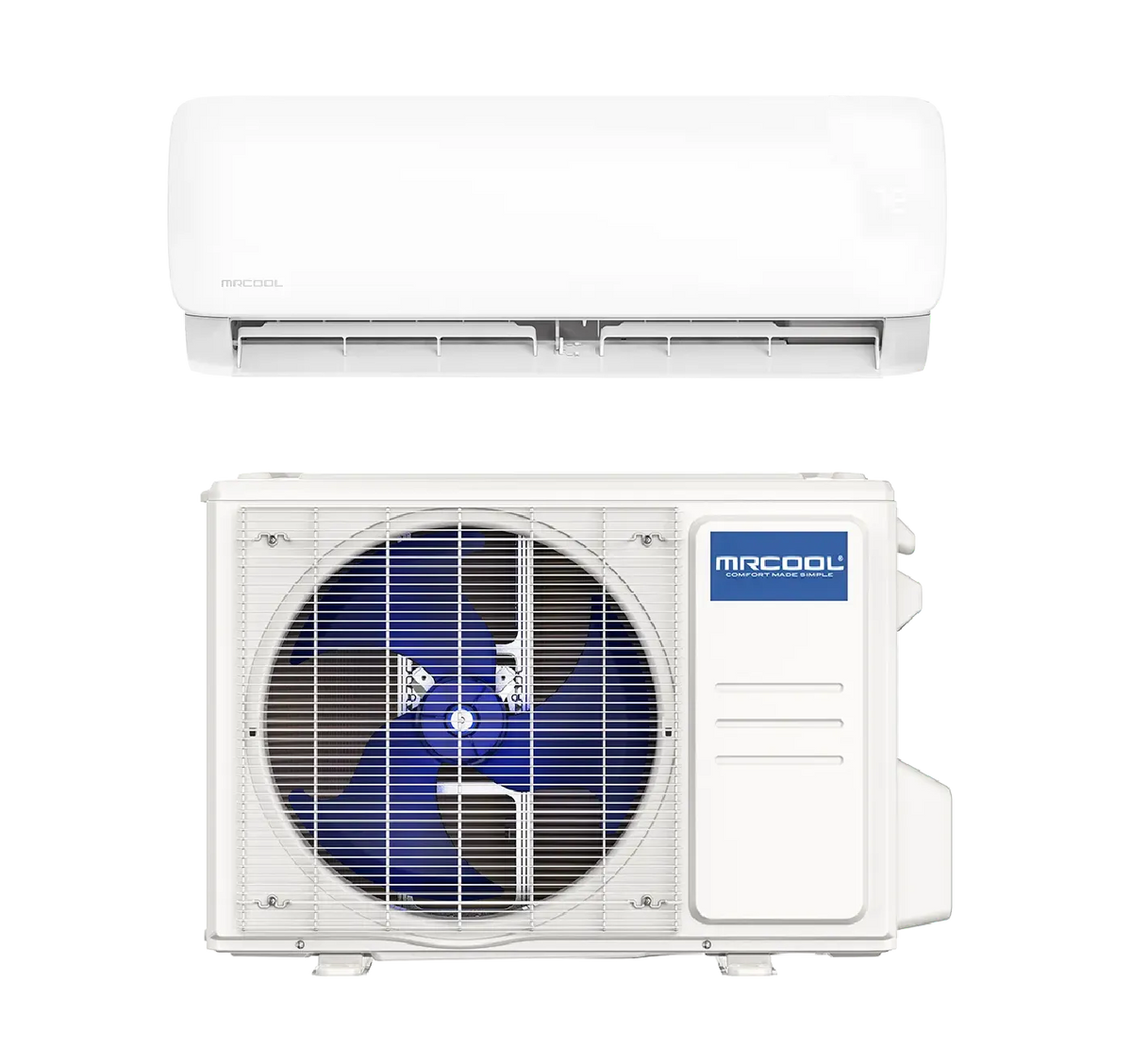 Front view of MRCOOL Easy Pro 12K BTU outdoor condenser for DIY ductless mini split system