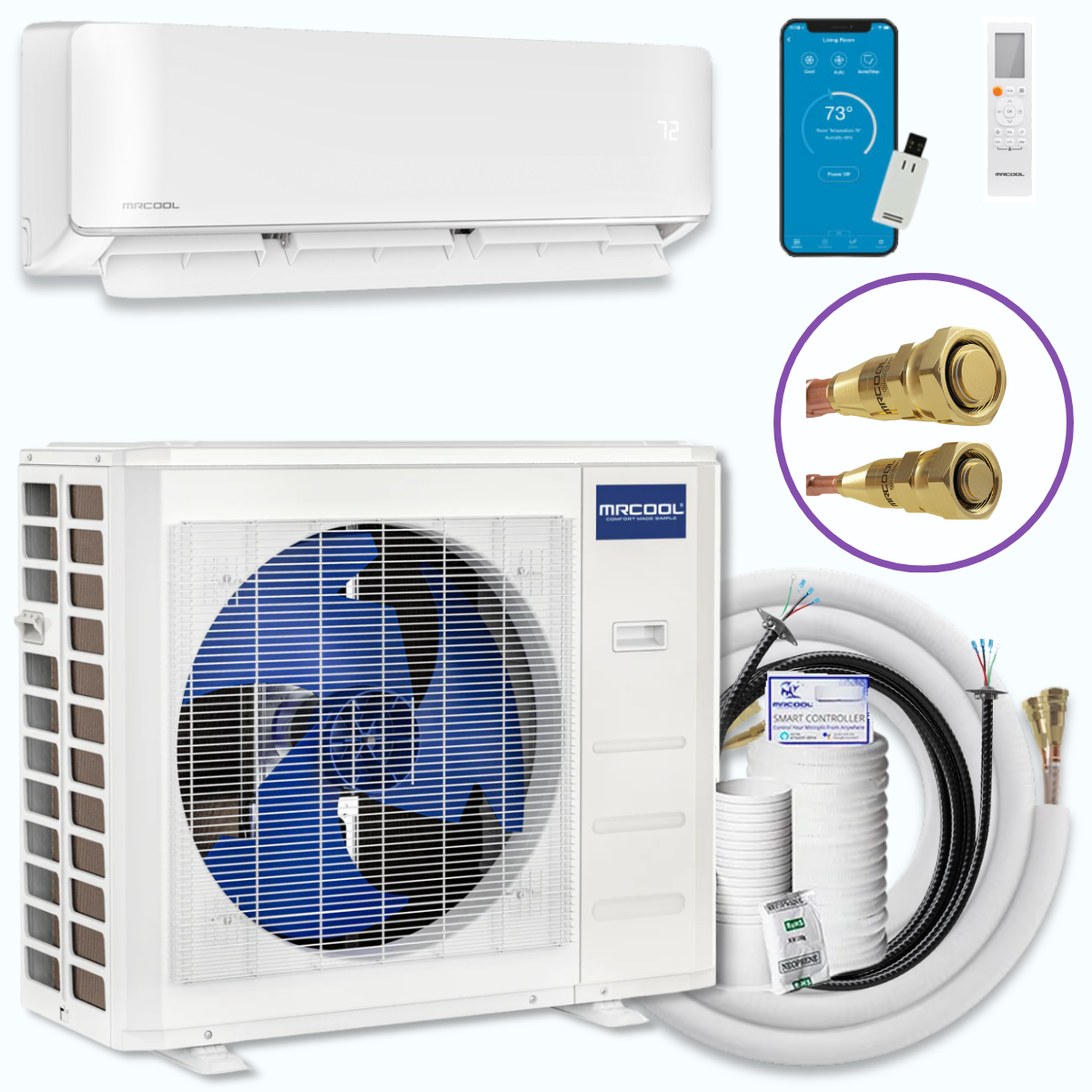 MRCOOL DIY Easy Pro 18K BTU 230V mini split system with 11.5 ft Quick Connect line set and R-454B refrigerant