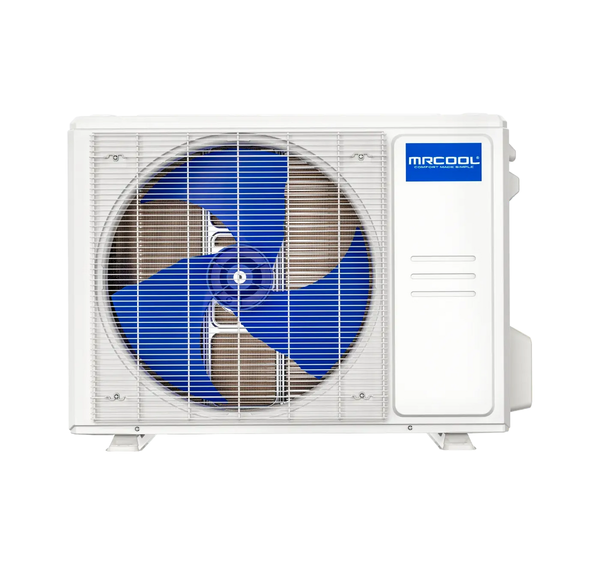 Straight outdoor condenser view of MRCOOL Easy Pro 9K DIY mini split heat pump system