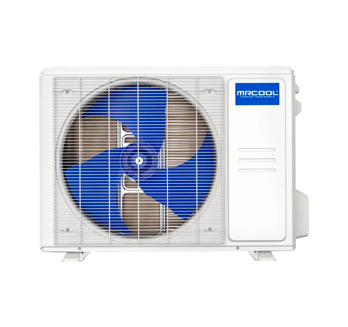 Straight outdoor condenser view of MRCOOL Easy Pro 9K DIY mini split heat pump system