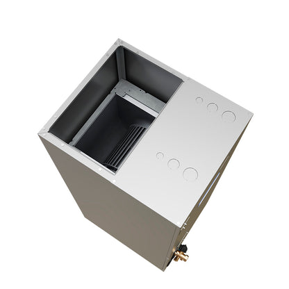 Close-up of R-454B refrigerant label on MRCOOL® Hybrid™ Ducted Air Handler highlighting environmentally conscious operation.