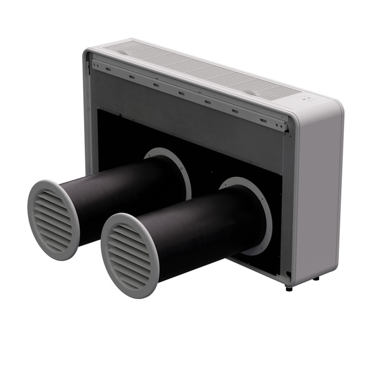 Rear airflow vent connections on MRCOOL Monoblock through-wall heating and cooling system