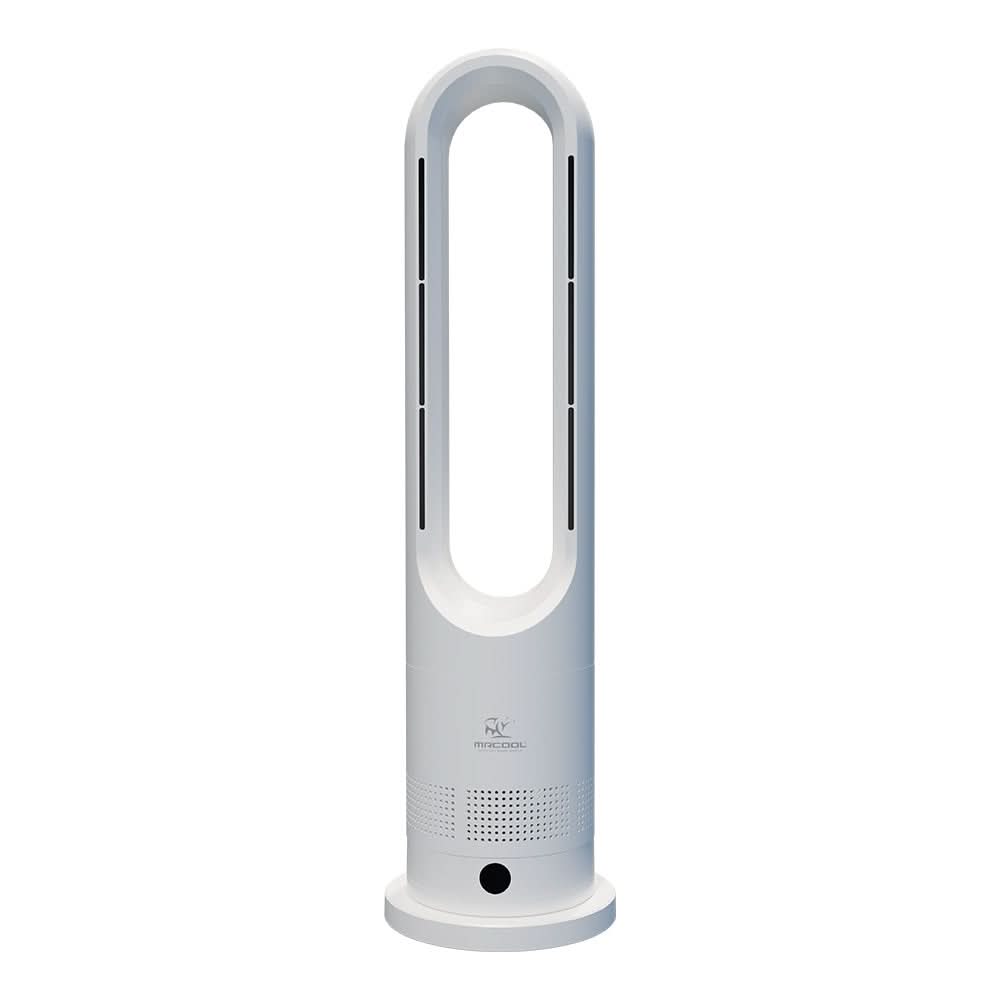 MRCOOL MRBREEZE bladeless all-season heating and cooling fan shown as a standalone product.