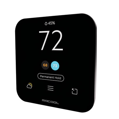 MRCOOL VersaPro 2nd Gen black smart thermostat included with 18,000 BTU central ducted system