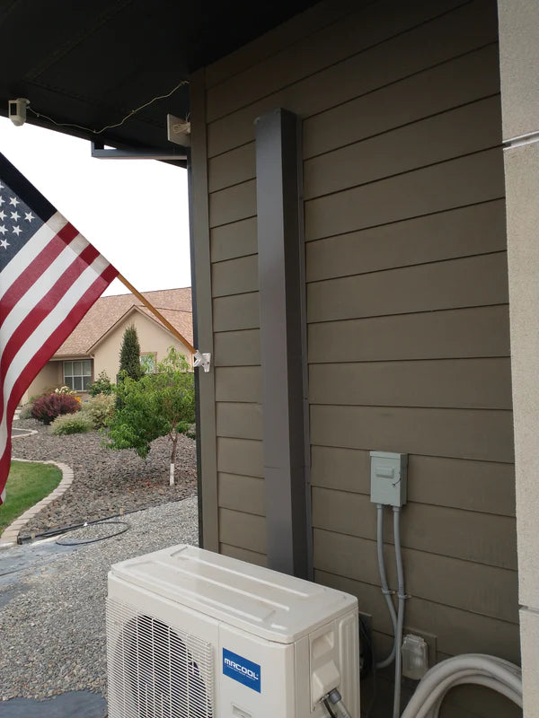 Close-up of PermaCover metal line set covers showing clean seams and edges