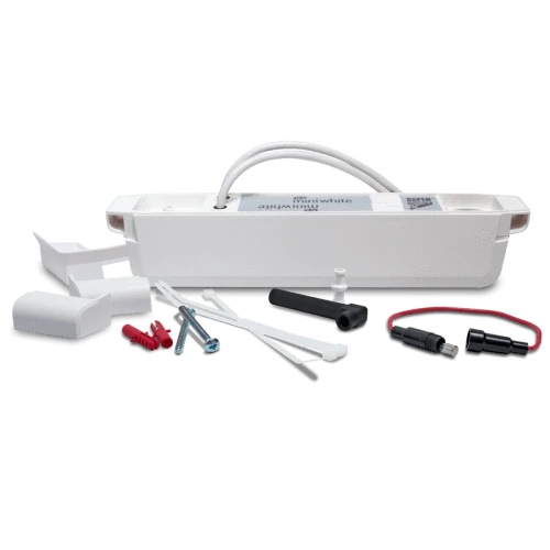 RectorSeal Ghost External Plus mini split condensate pump kit with installation hardware and overflow safety switch