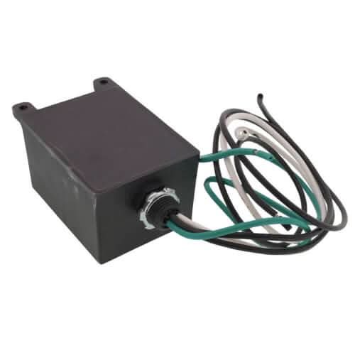 Back side of RectorSeal RSH-120 whole home surge protector showing wiring connections and installation configuration
