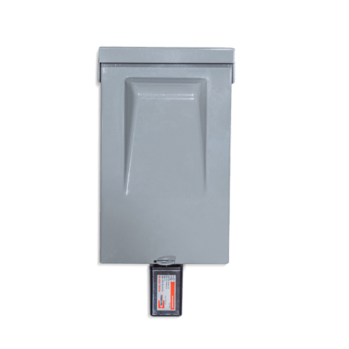 Back side mounting view of RectorSeal RSH-50 60 amp non fused HVAC disconnect with surge protection