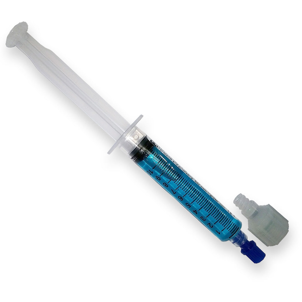 Refrigerant stop leak sealer syringe with free 5/16-inch SAE port adapter for mini split systems