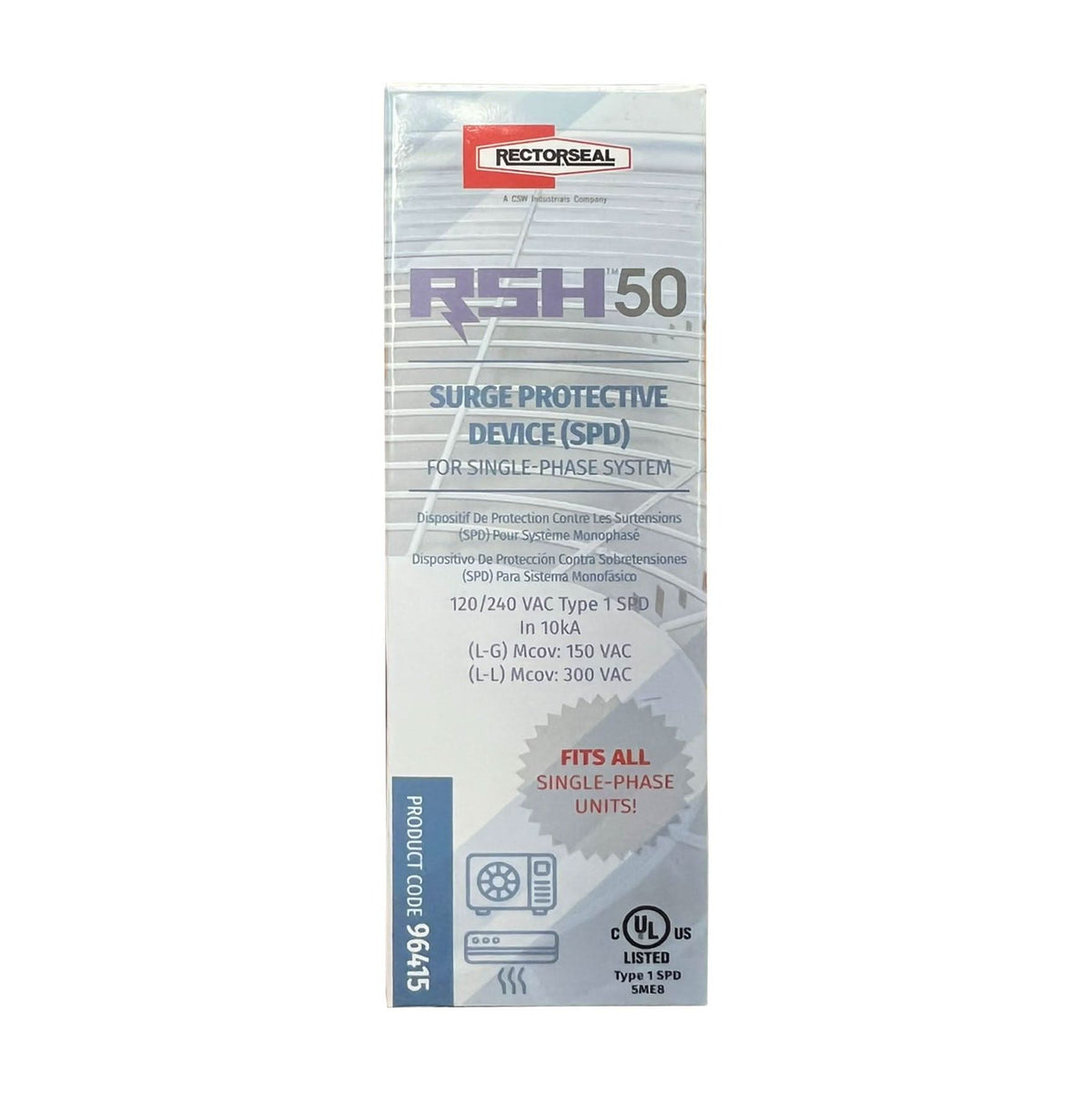 HVAC surge protector Rectorseal RSH-50 96415 1-phase 120/240 VAC panel or wall mount surge protection device