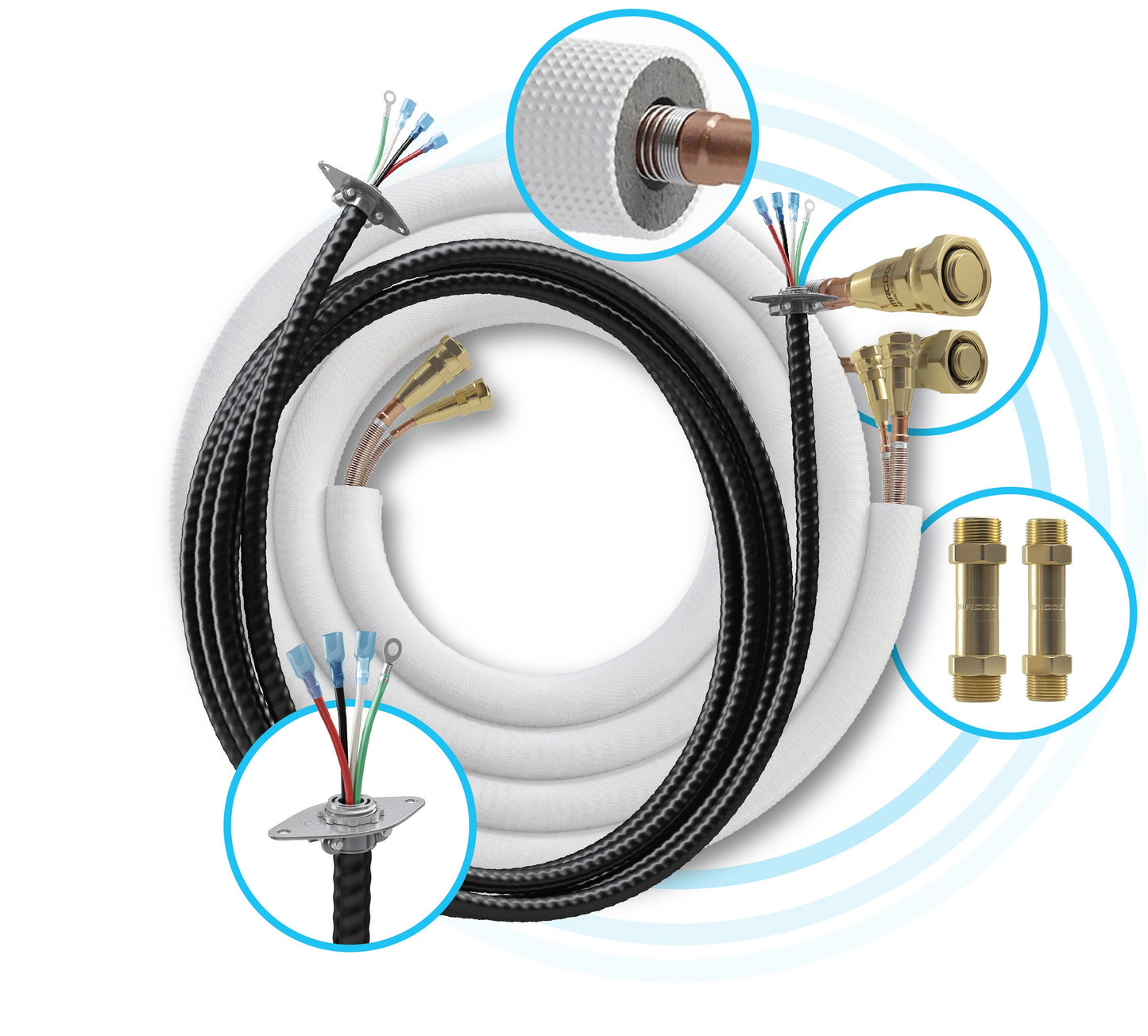 16' Install Kit for 24/36k BTU Gen 4 DIY or Easy Pro Systems - 25 Foot Pre-Filled Line Set With Wire and 2 Couplers