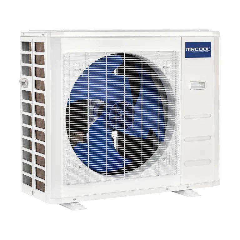 Modern MRCOOL DIY Direct air conditioning and heating outdoor unit on a white background.