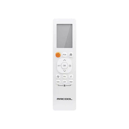 A white remote control for a ductless mini-split heat pump labeled "4th Gen DIY" with a digital screen at the top and functional buttons including mode, set, and power.