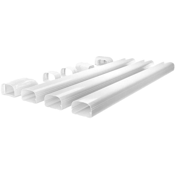 Assortment of MRCOOL LineGuard 4.5-Inch 16-Piece Complete Line Set Cover Kit for Ductless Mini-Split or Central System (MLG450) on a plain background.
